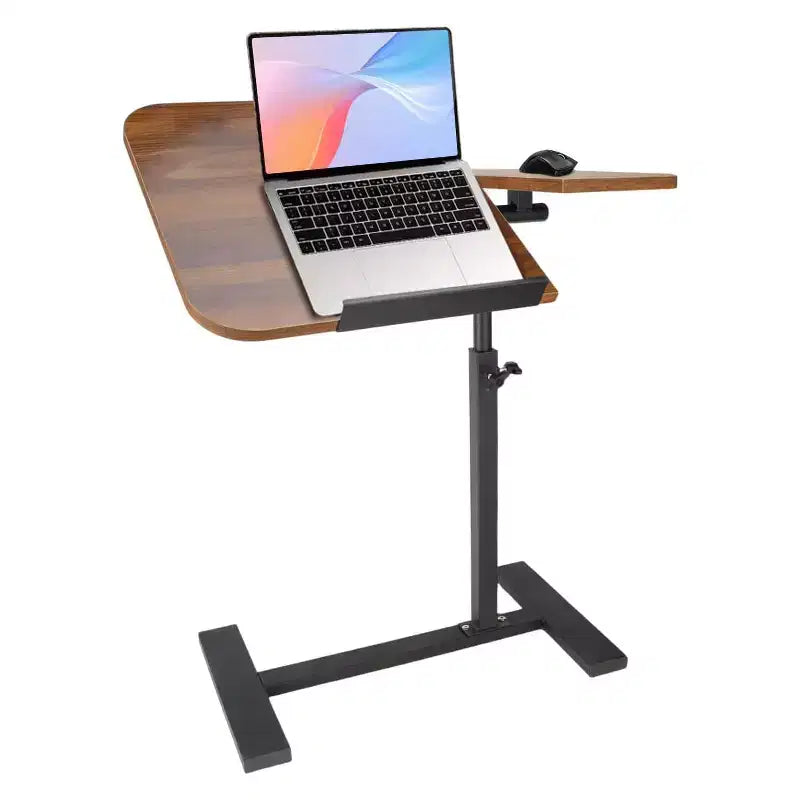 Bureau portable roulant à hauteur réglable avec plateau inclinable et roulettes dissimulées - Poste de travail mobile pour lit, cadre métallique robuste