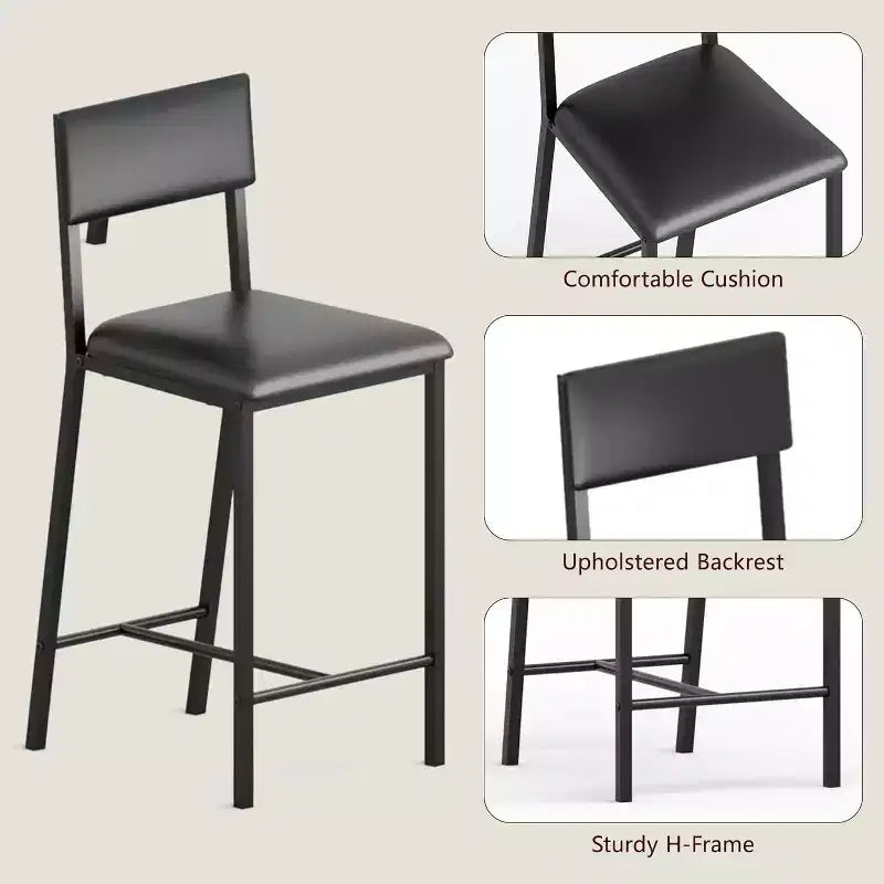 Dining Table Set for 2, High Top Bar Table and Chairs Set, Open Storage Shelves, Built-in Cup Holder & Wine Rack, for Small Kitchens, Apartments