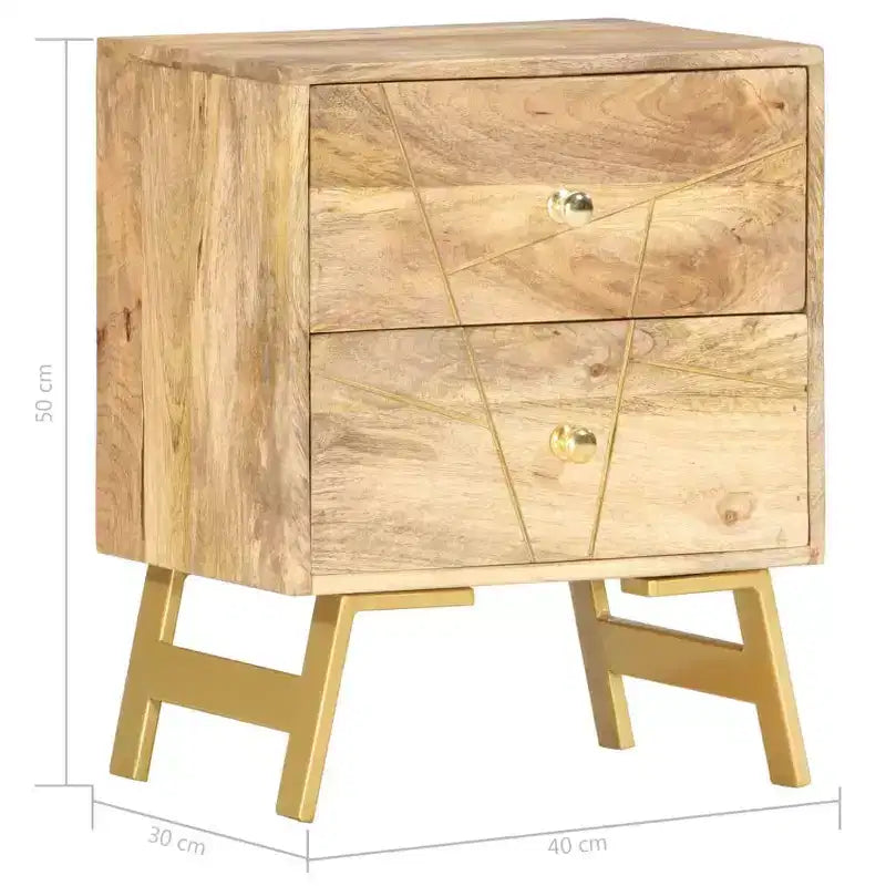 Table de chevet de rangement pour chambre à coucher en bois de manguier massif
