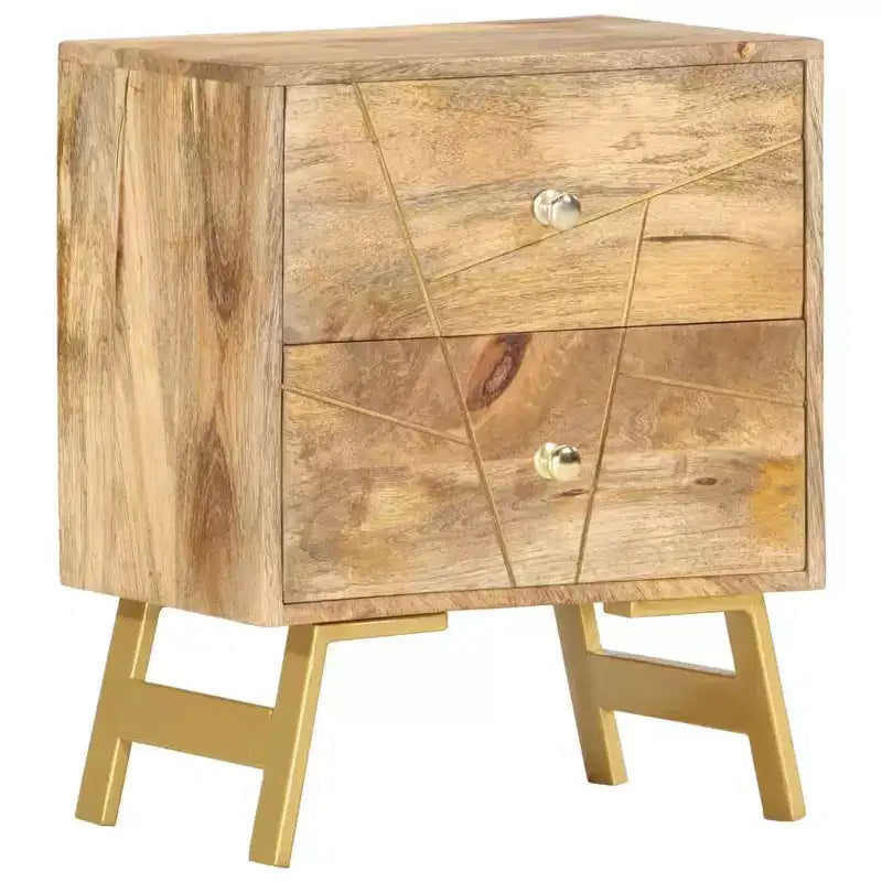Table de chevet de rangement pour chambre à coucher en bois de manguier massif