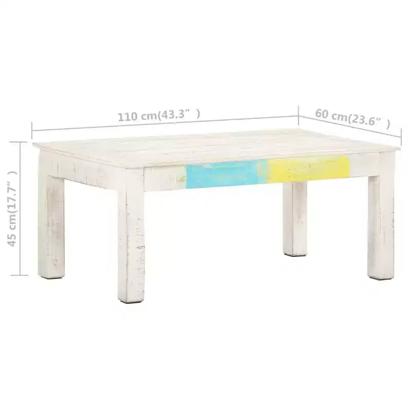 vidaXL Coffee Table White 43.3x23.6x17.7 Solid Mango Wood