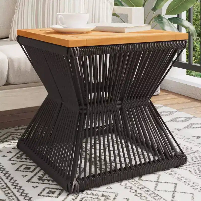 Table basse avec piètement en fil métallique noir 15x15x15 Bois d'acacia massif