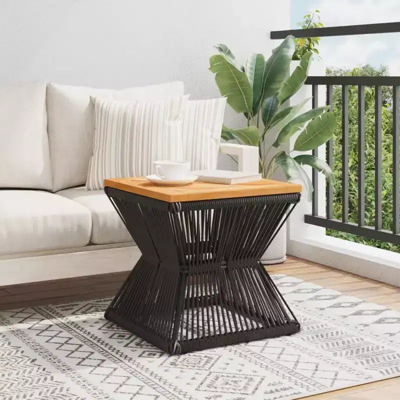 Table basse avec piètement en fil métallique noir 15x15x15 Bois d'acacia massif