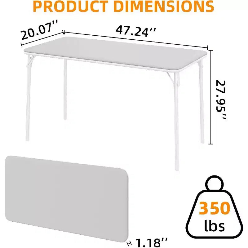Table rectangulaire pliante portable avec surface en cuir PU, cadre métallique robuste, pieds antidérapants, résistante aux marques et aux éraflures.