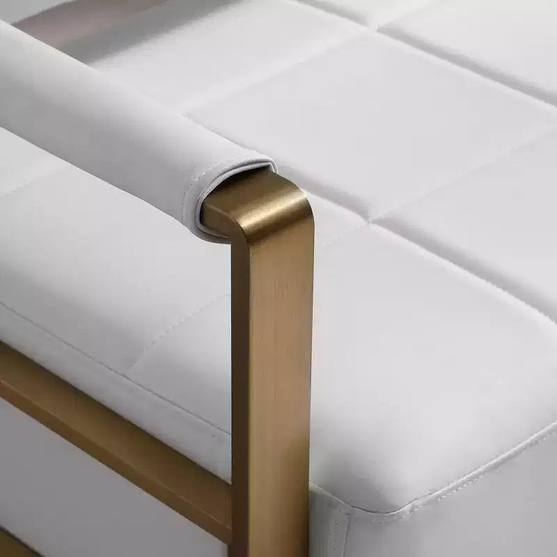 Canapé deux places de 57,9 po avec accoudoirs en métal, dossier épais et large, assise rembourrée en mousse haute densité, canapé d'appoint