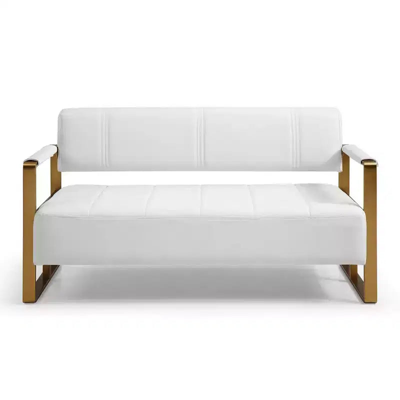 Canapé deux places de 57,9 po avec accoudoirs en métal, dossier épais et large, assise rembourrée en mousse haute densité, canapé d'appoint