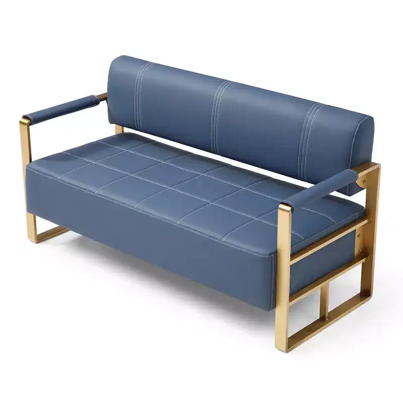 Canapé deux places de 57,9 po avec accoudoirs en métal, dossier épais et large, assise rembourrée en mousse haute densité, canapé d'appoint