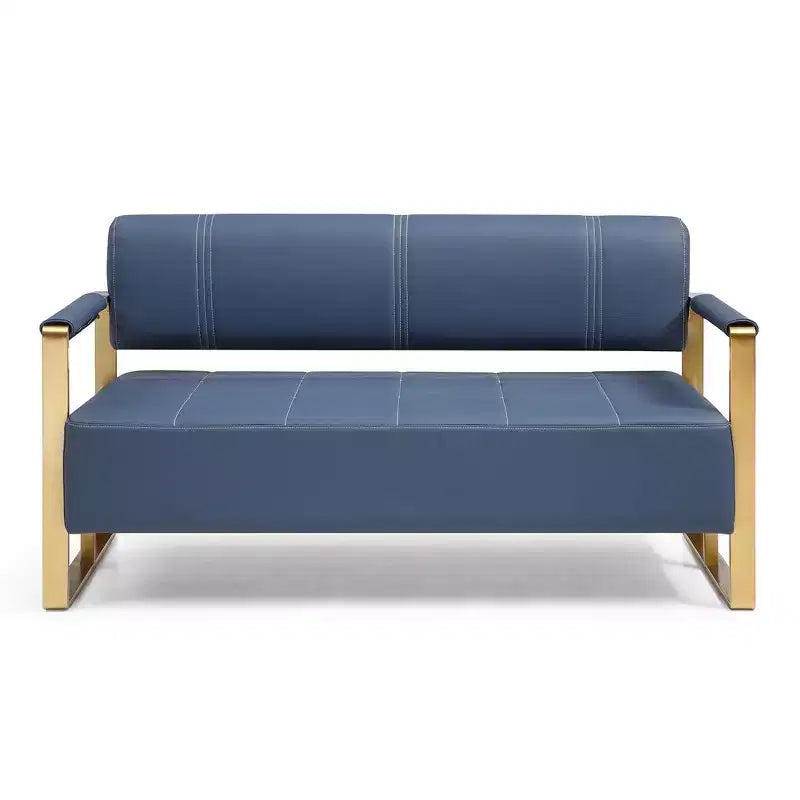 Canapé deux places de 57,9 po avec accoudoirs en métal, dossier épais et large, assise rembourrée en mousse haute densité, canapé d'appoint