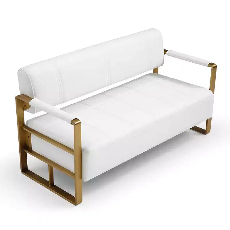 Canapé deux places de 57,9 po avec accoudoirs en métal, dossier épais et large, assise rembourrée en mousse haute densité, canapé d'appoint