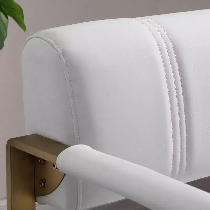 Canapé deux places de 57,9 po avec accoudoirs en métal, dossier épais et large, assise rembourrée en mousse haute densité, canapé d'appoint