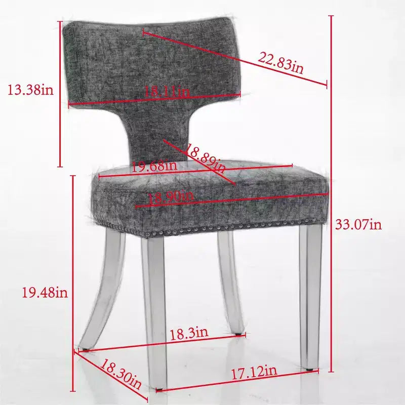TUYOHW Farmhouse Dining Chairs Set of 2,Mid-Century Modern Side Chairs Soft Linen Fabric with Steel Legs,Nailhead Trim for Home Decor