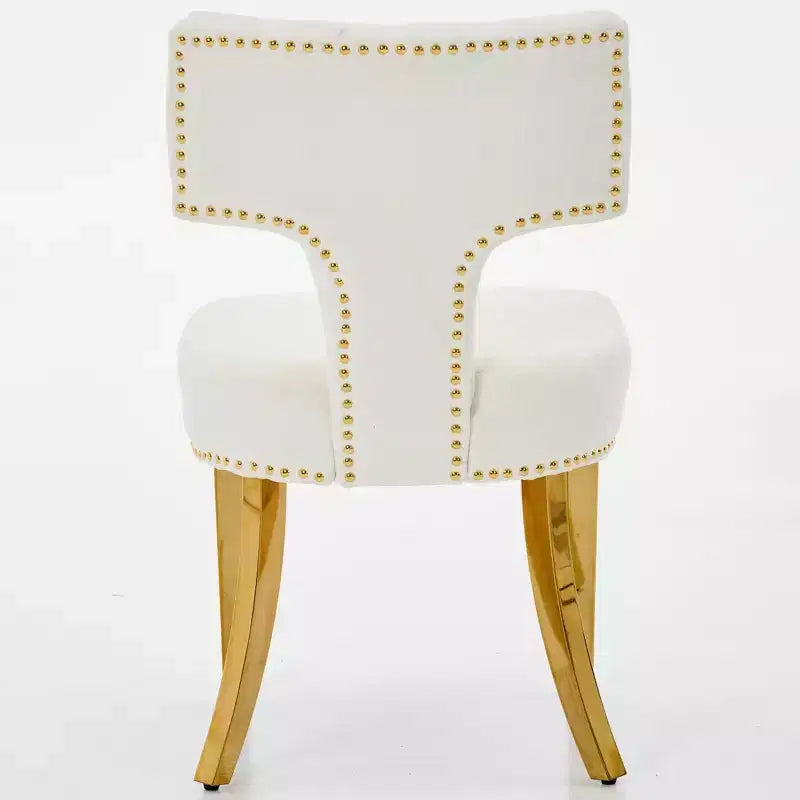 TUYOHW Farmhouse Dining Chairs Set of 2,Mid-Century Modern Side Chairs Soft Linen Fabric with Steel Legs,Nailhead Trim for Home Decor