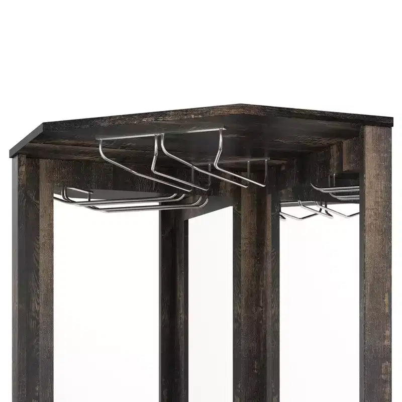 72 Tall Farmhouse Corner Bar Storage Cabinet Kitchen Cabinet with Barn Door, Acrylic Mirror, Glass Rack & Wine Storage, Walnut - ModernLuxe