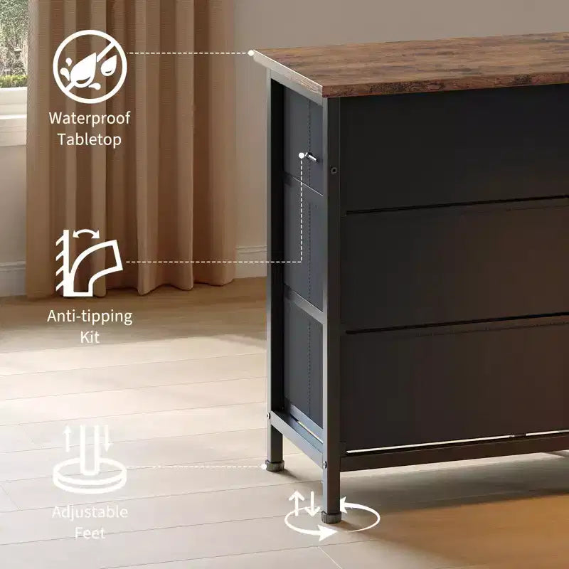 70 Inch Long Dresser TV Stand for 65, 75, 80 Inch TV, Wide 13 Chest of Fabric Drawers Dresser, Large Entertainment Center for Bedroom
