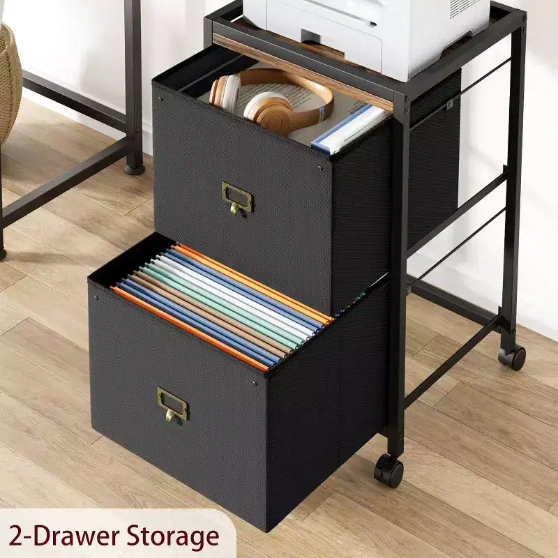 Acekool 2 Drawer Mobile Filing Cabinet, Under Desk File Cabinet with Lockable Wheels, Metal Office Storage Organizer