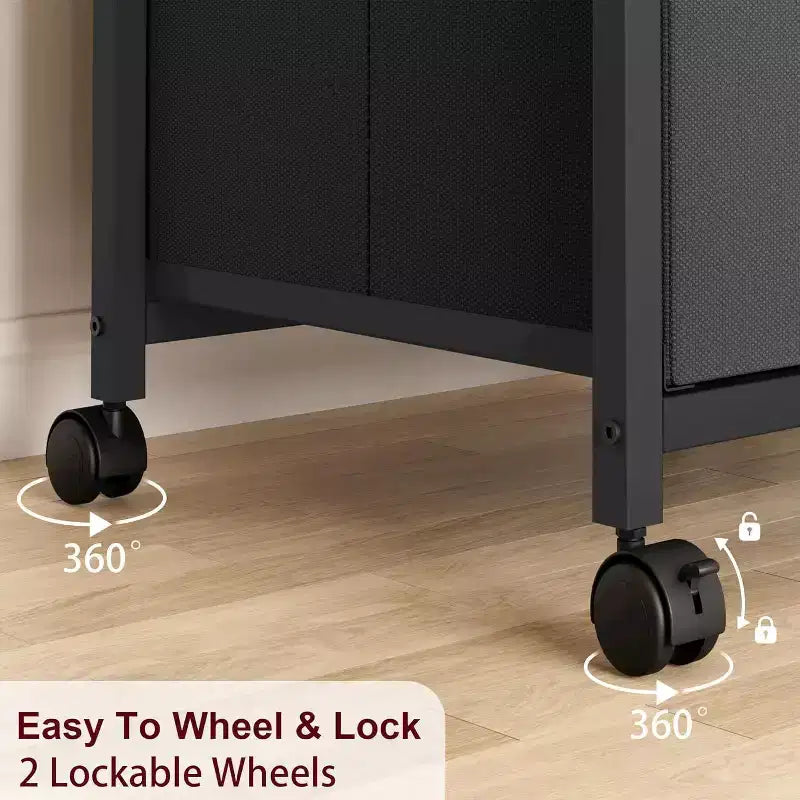 Acekool 2 Drawer Mobile Filing Cabinet, Under Desk File Cabinet with Lockable Wheels, Metal Office Storage Organizer