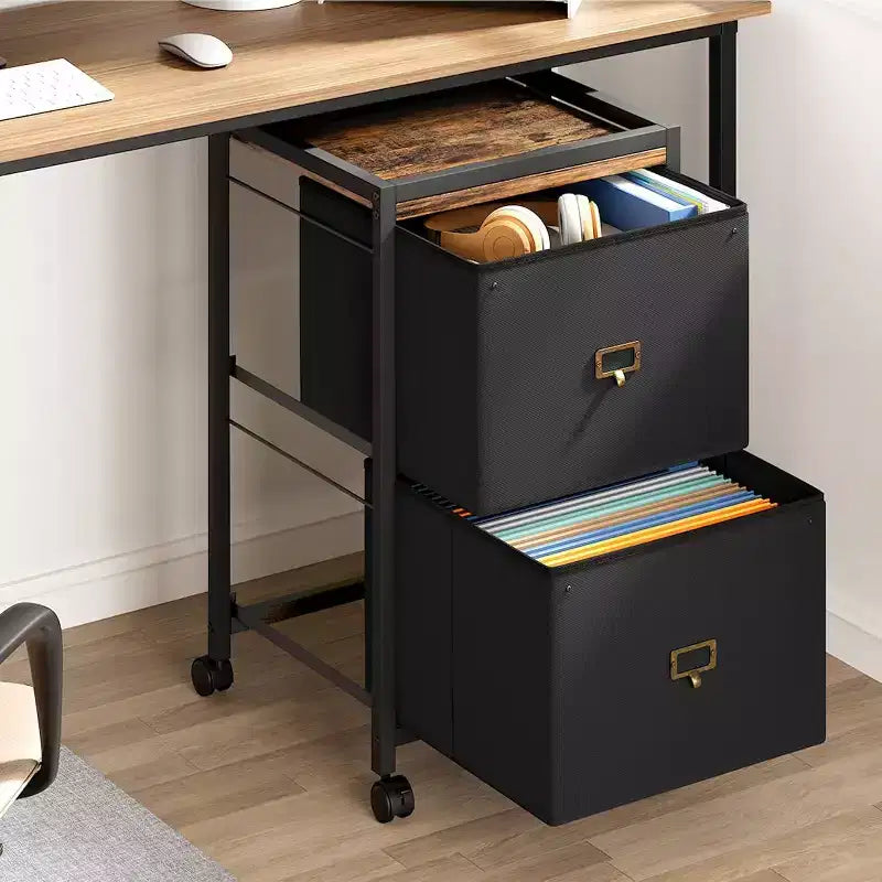 Acekool 2 Drawer Mobile Filing Cabinet, Under Desk File Cabinet with Lockable Wheels, Metal Office Storage Organizer