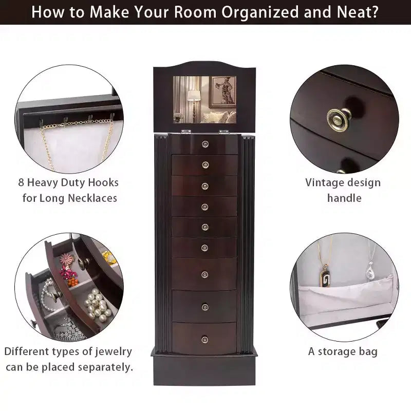 16.9'' Wide Freestanding Jewelry Armoire