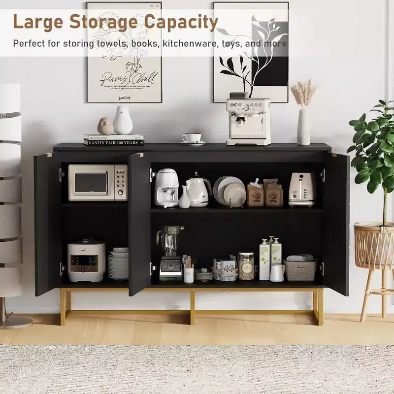 Sideboard Buffet Cabinet, Storage Cabinet with Shelves, Wood Credenza Console Table for Organization, Kitchen, Dining Room, Living Room, Entryway