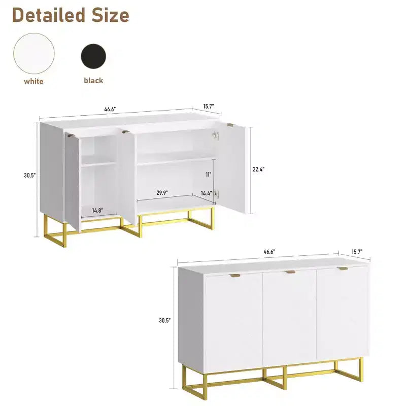 Sideboard Buffet Cabinet, Storage Cabinet with Shelves, Wood Credenza Console Table for Organization, Kitchen, Dining Room, Living Room, Entryway
