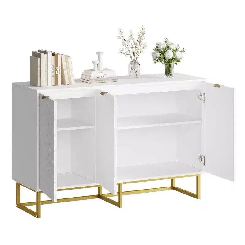 Sideboard Buffet Cabinet, Storage Cabinet with Shelves, Wood Credenza Console Table for Organization, Kitchen, Dining Room, Living Room, Entryway