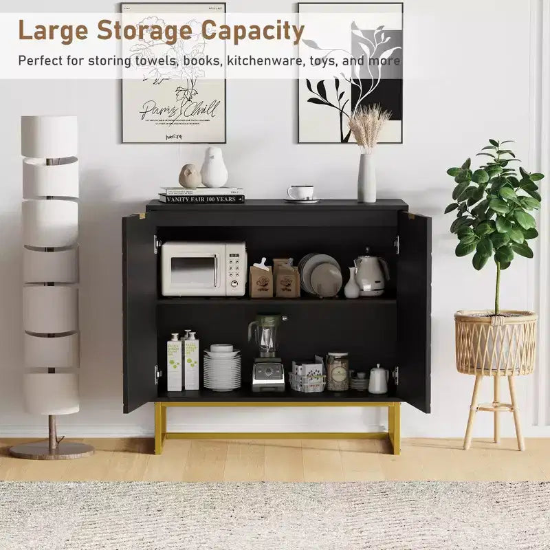 Sideboard Buffet Cabinet, Storage Cabinet with Shelves, Wood Credenza Console Table for Organization, Kitchen, Dining Room, Living Room, Entryway