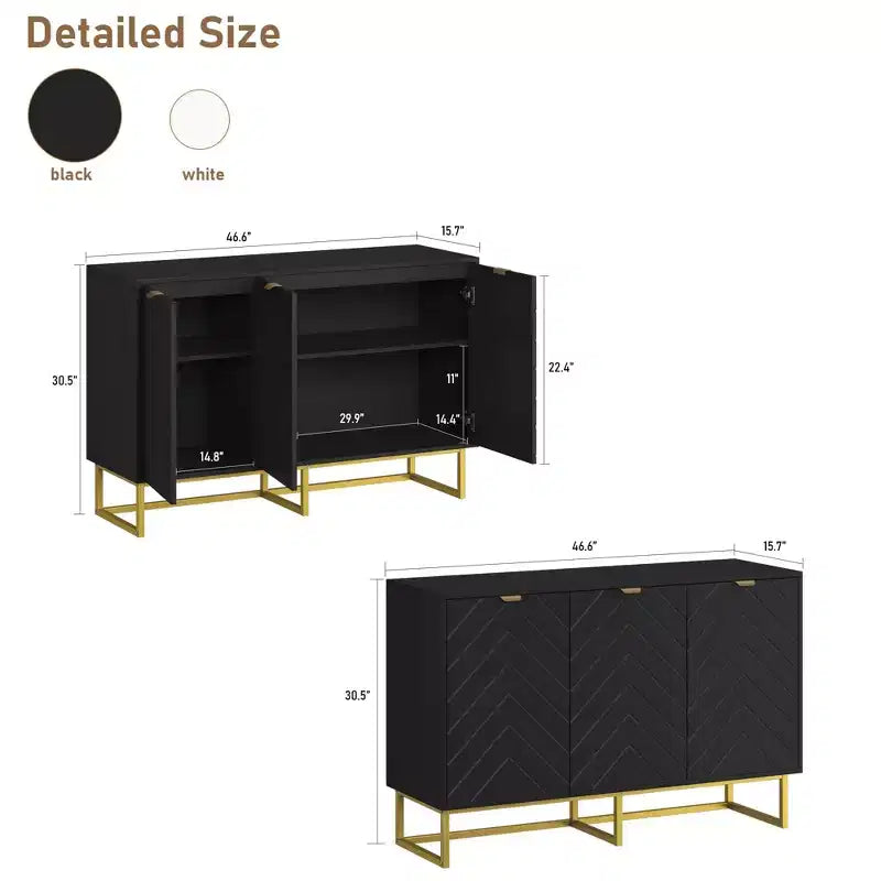 Sideboard Buffet Cabinet, Storage Cabinet with Shelves, Wood Credenza Console Table for Organization, Kitchen, Dining Room, Living Room, Entryway