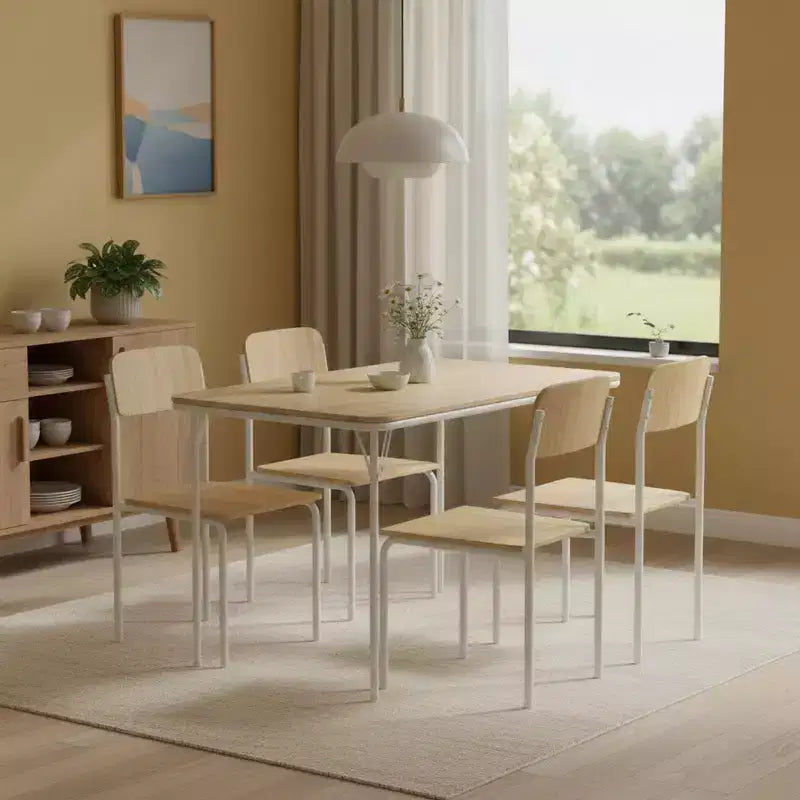 FurnitureR 42.9 Folding Table with MDF Wood Top and Sturdy Metal Legs, Space-Saving Foldable Desk for Dining, Study, Small Apartments & Outdoor Use