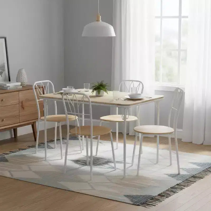 FurnitureR 42.9 Folding Table with MDF Wood Top and Sturdy Metal Legs, Space-Saving Foldable Desk for Dining, Study, Small Apartments & Outdoor Use