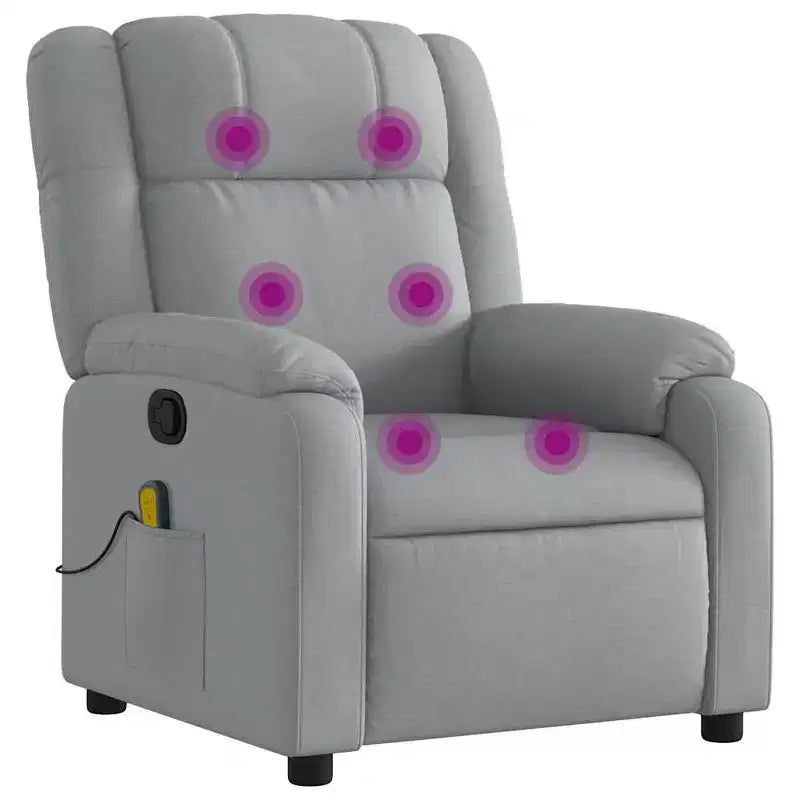 vidaXL Massage Recliner Chair - Light Gray Manual Push Back
