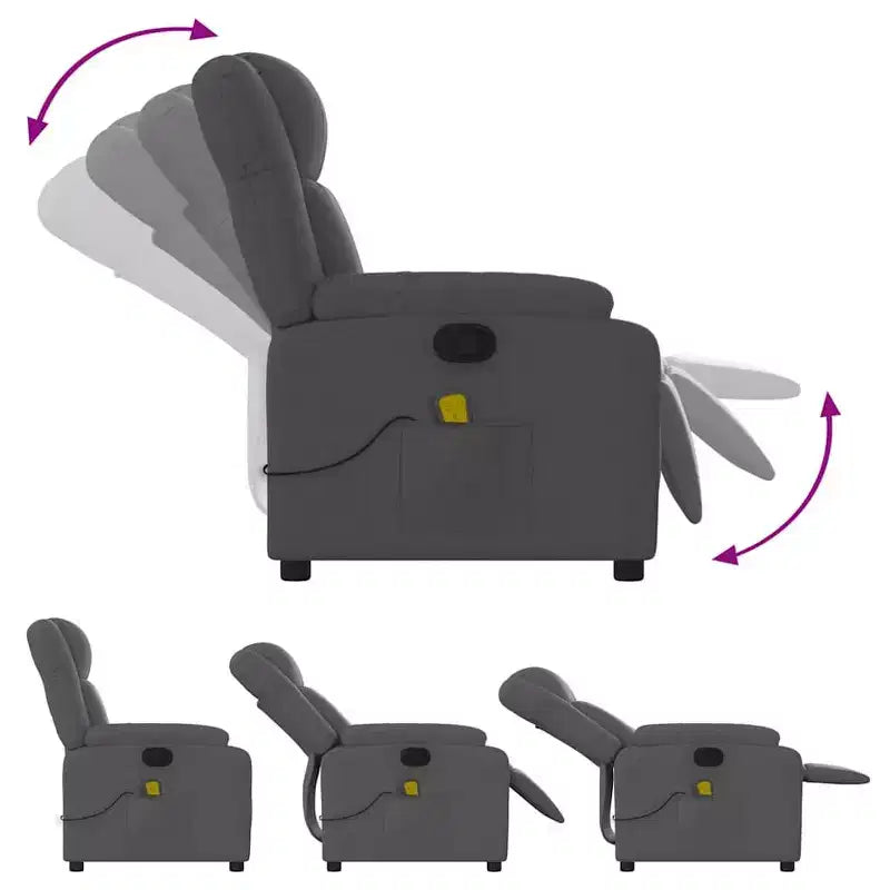 vidaXL Massage Recliner Chair - Light Gray Manual Push Back