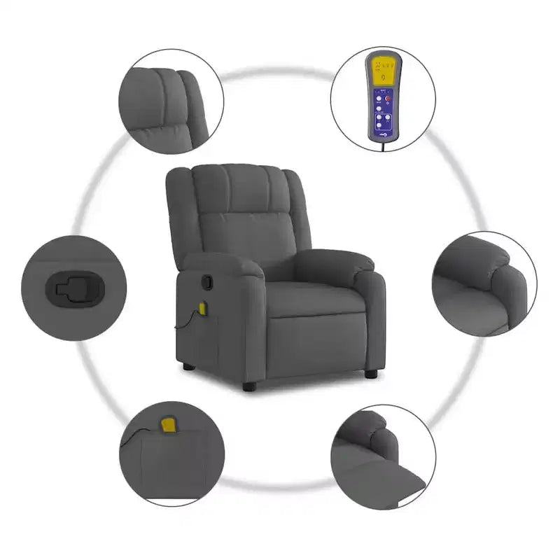 vidaXL Massage Recliner Chair - Light Gray Manual Push Back