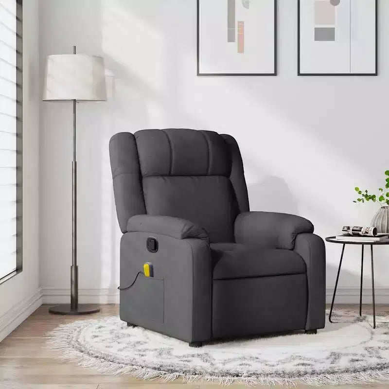 vidaXL Massage Recliner Chair - Light Gray Manual Push Back