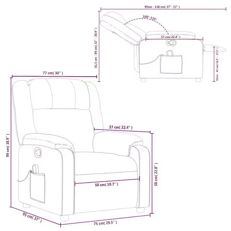 vidaXL Massage Recliner Chair - Light Gray Manual Push Back