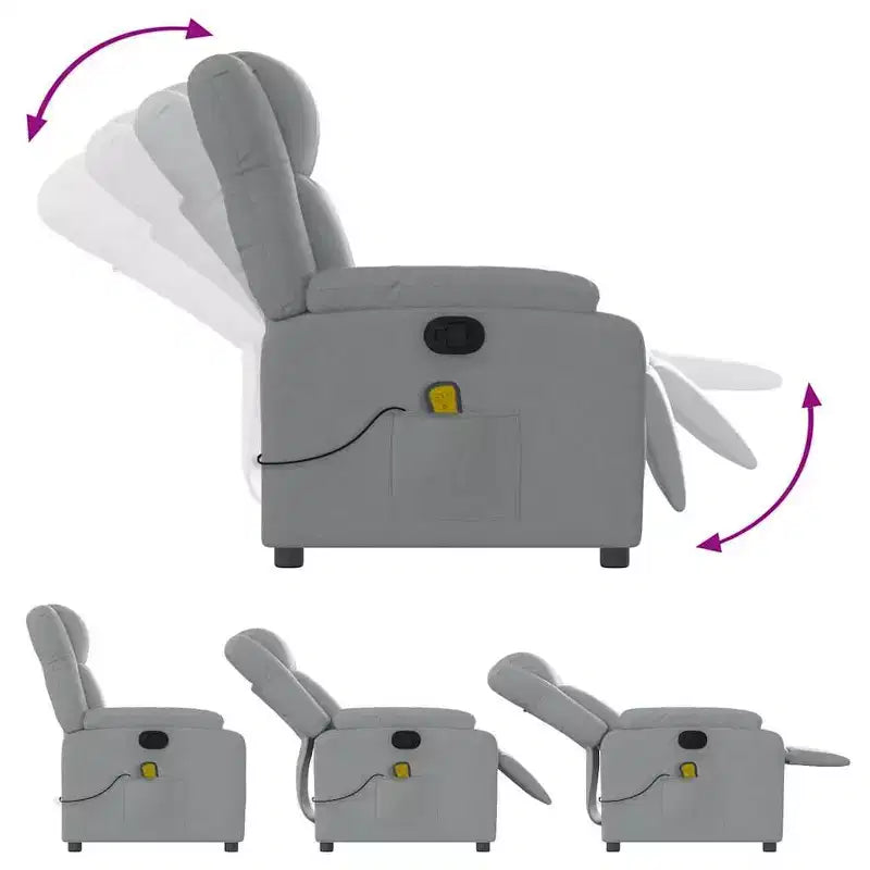 vidaXL Massage Recliner Chair - Light Gray Manual Push Back