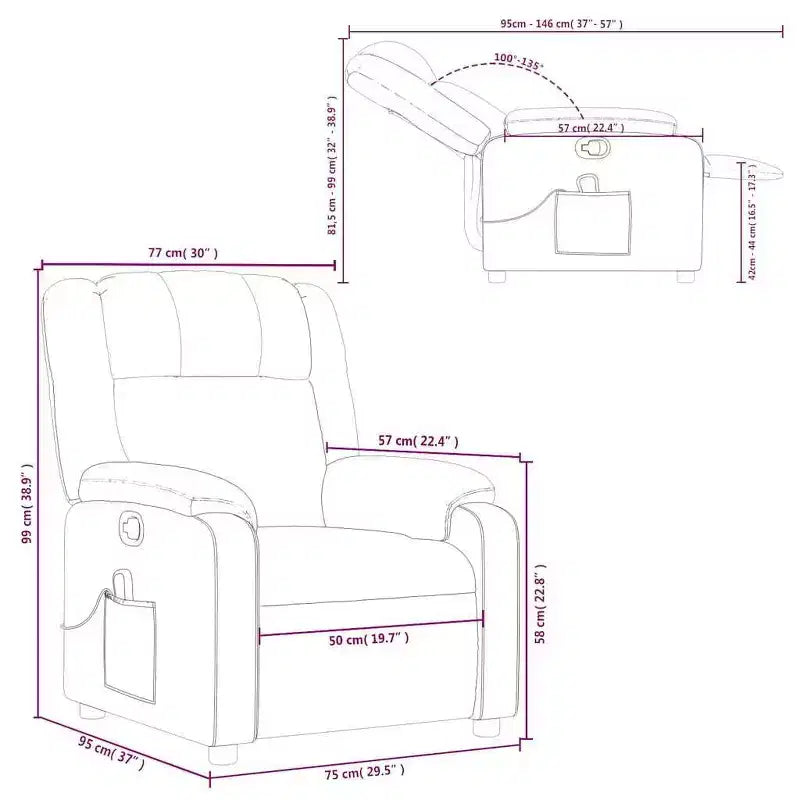 vidaXL Massage Recliner Chair - Light Gray Manual Push Back