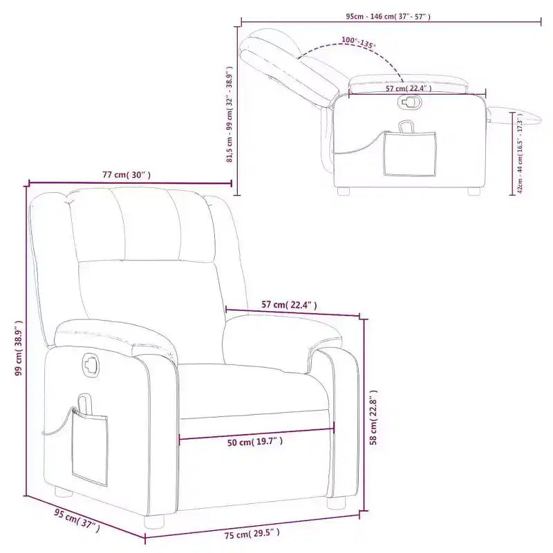 vidaXL Massage Recliner Chair - Light Gray Manual Push Back
