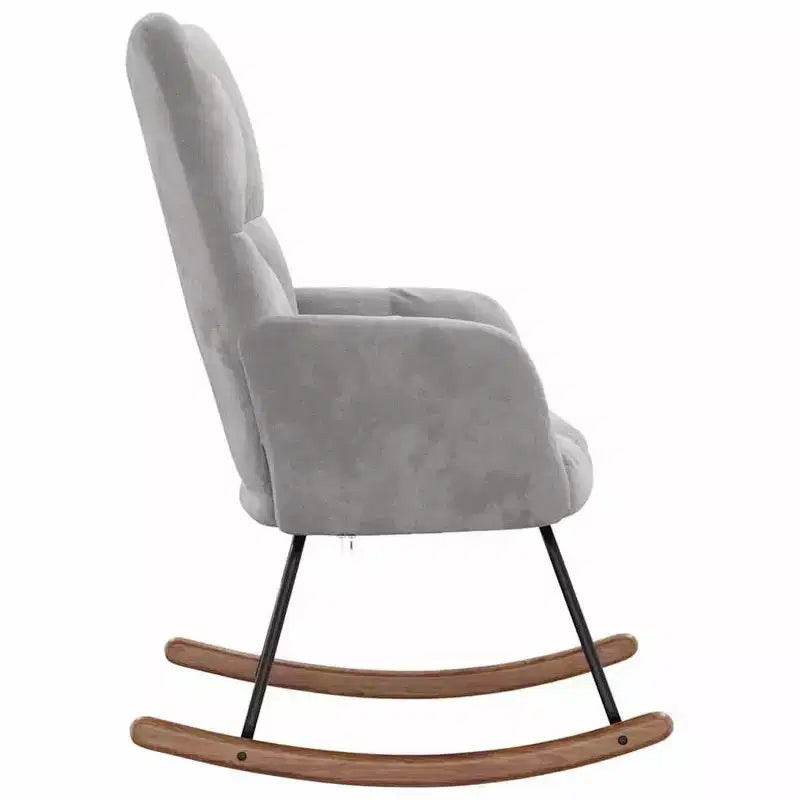 vidaXL Rocking Chair Accent Side Chair Padded Seat for Living Room Velvet - Light Gray Without Footrest