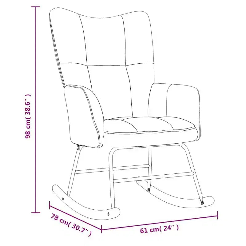 vidaXL Rocking Chair Accent Side Chair Padded Seat for Living Room Velvet - Light Gray Without Footrest