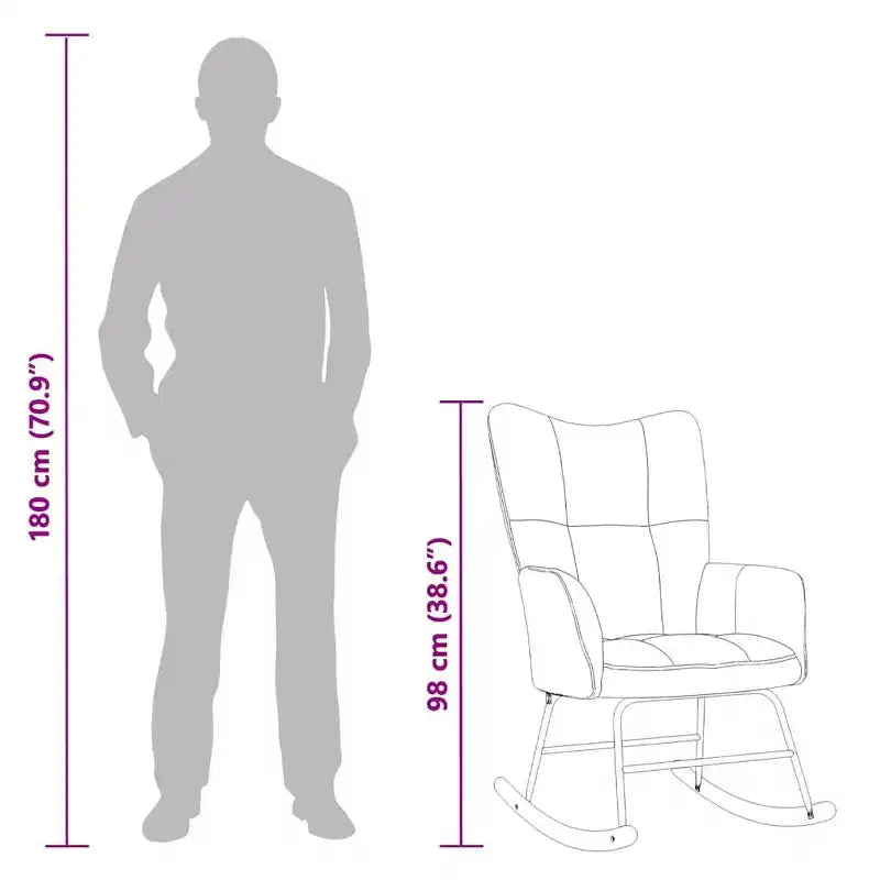 vidaXL Rocking Chair Accent Side Chair Padded Seat for Living Room Velvet - Light Gray Without Footrest