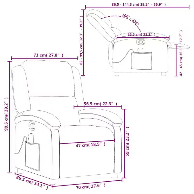 vidaXL Massage Recliner Chair Wingback Armchair Home Theater Cinema Velvet