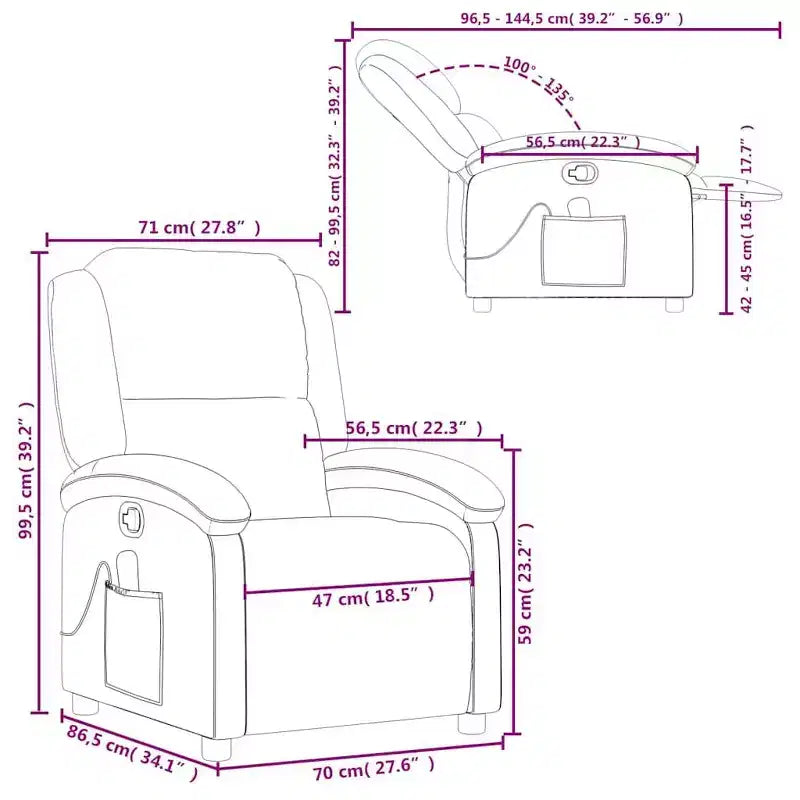 vidaXL Massage Recliner Chair Wingback Armchair Home Theater Cinema Velvet