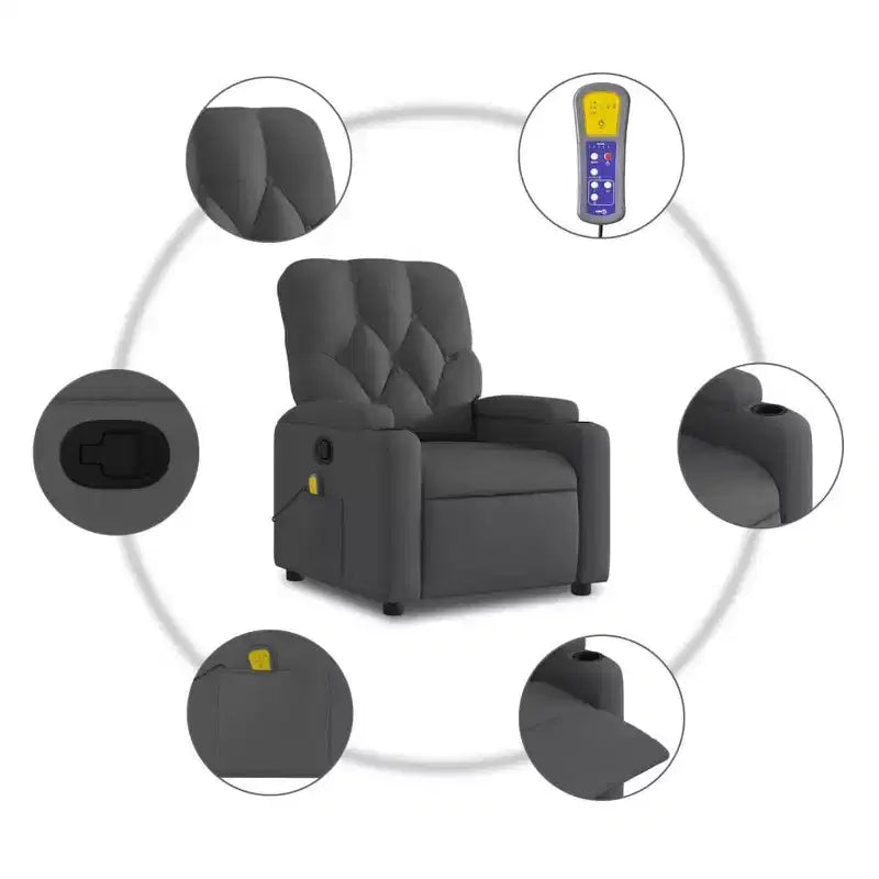 vidaXL Massage Recliner Chair Wingback Armchair Home Theater Cinema Velvet
