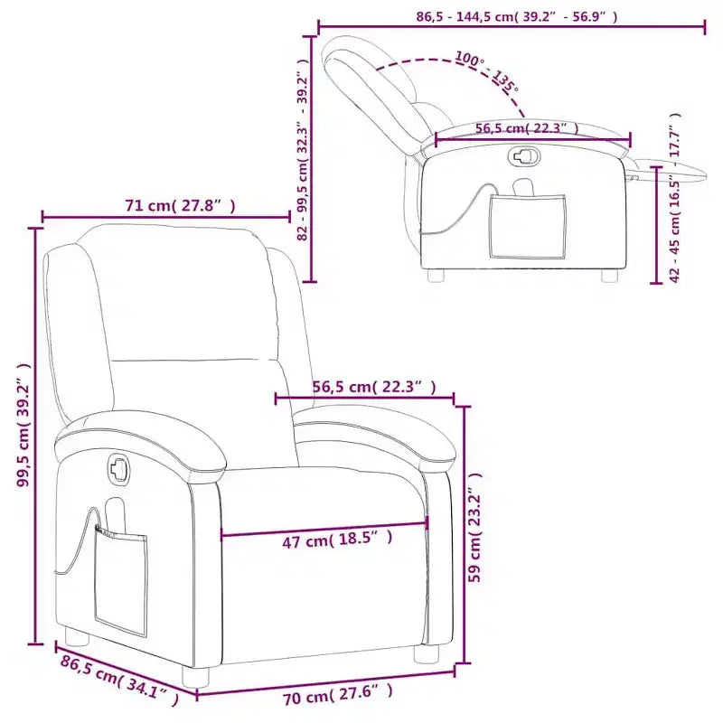 vidaXL Massage Recliner Chair Wingback Armchair Home Theater Cinema Velvet