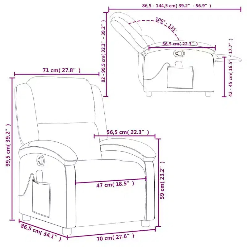 vidaXL Massage Recliner Chair Wingback Armchair Home Theater Cinema Velvet