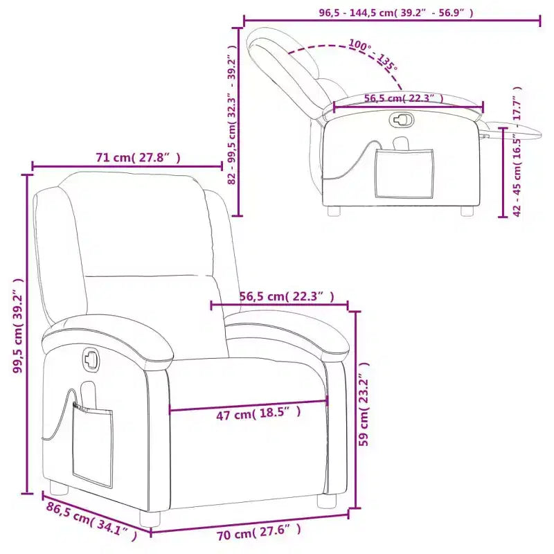vidaXL Massage Recliner Chair Wingback Armchair Home Theater Cinema Velvet