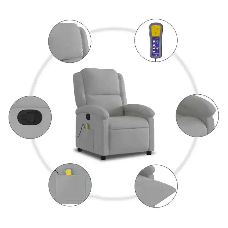 vidaXL Massage Recliner Chair Wingback Armchair Home Theater Cinema Velvet