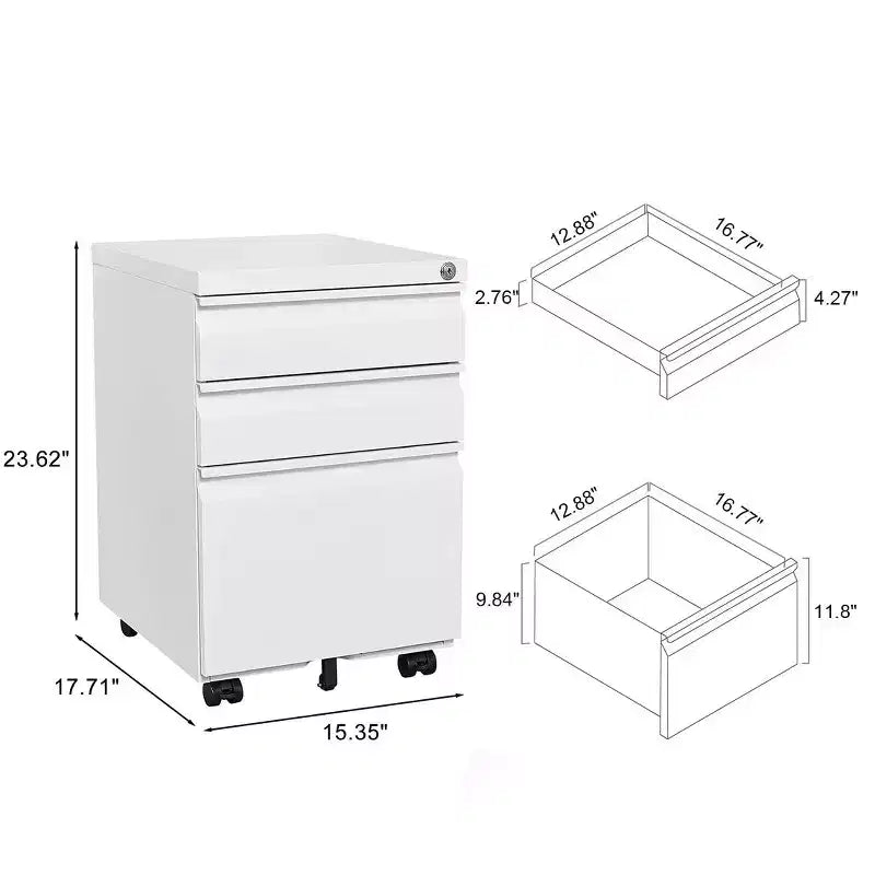 Okak Modern Small Mobile Filing Cabinet with Lock Drawers/Doors,Storage Organizer File Cabinet for Home Office,Under Desk