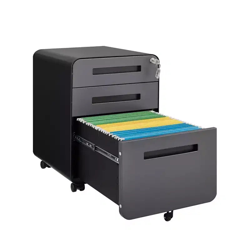 Okak Modern Small Mobile Filing Cabinet with Lock Drawers/Doors,Storage Organizer File Cabinet for Home Office,Under Desk