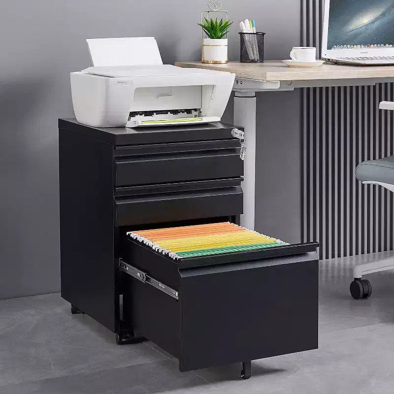 Okak Modern Small Mobile Filing Cabinet with Lock Drawers/Doors,Storage Organizer File Cabinet for Home Office,Under Desk